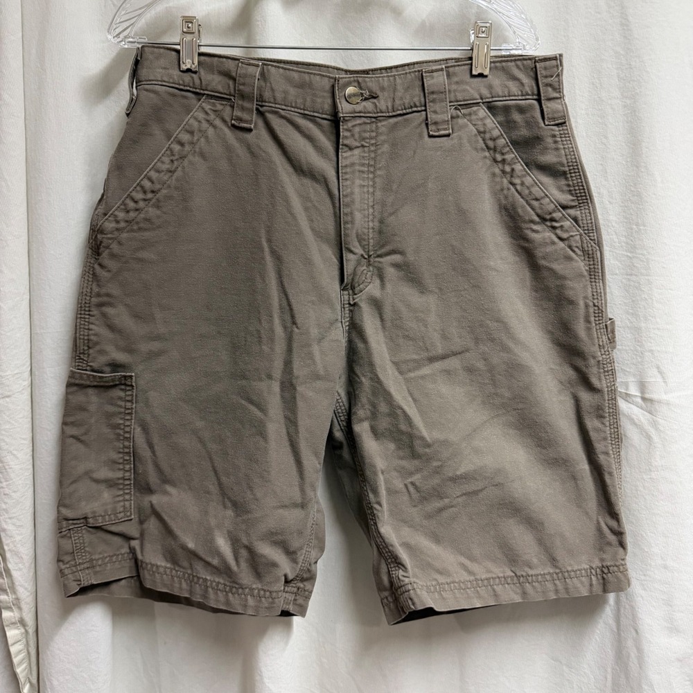 Carhartt B147 LBR Canvas Work Shorts Mens 34 Brown Original Fit Utility Cargo
